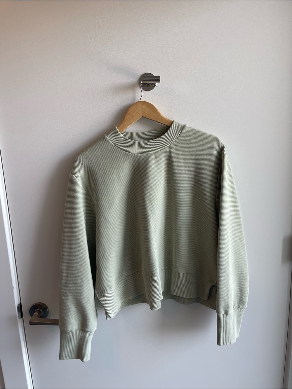 Varley Light Sage Crewneck Sweatshirt Zipper Sides